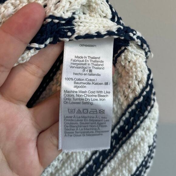 NWT Madewell Crochet-Knit Crewneck Sweater Tank In Bright Ivory Navy Size S - Picture 6 of 8